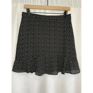 J. Crew Womens Size 4 Skirt Star Print Ruffle Hem Black / White Lined